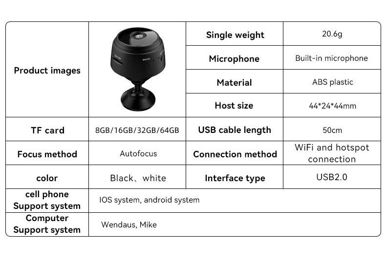 Noxus Eagle Security Camera - Mini caméra Wi-Fi